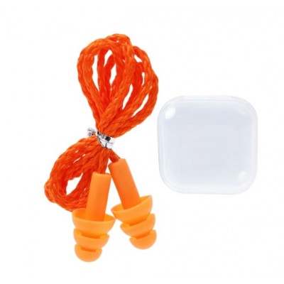 orange anti-noise silicone earplugs with rope